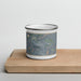 Front View Custom Granby Colorado Map Enamel Mug in Afternoon on Cutting Board