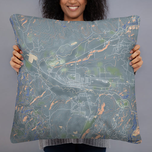 Person holding 22x22 Custom Granby Colorado Map Throw Pillow in Afternoon