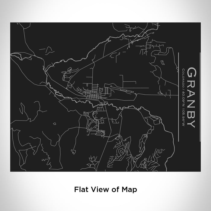 Rendered View of Granby Colorado Map Engraving on 20oz Stainless Steel Insulated Bottle with Bamboo Top in Black