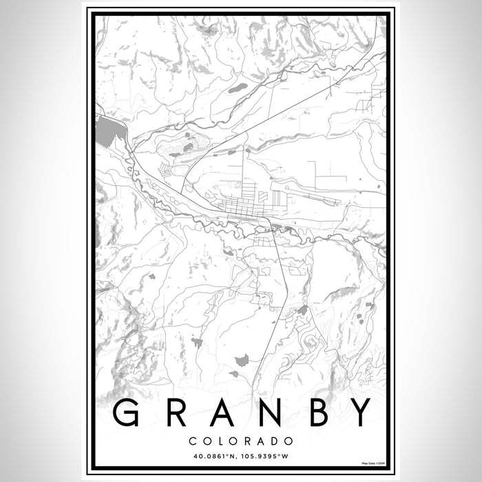 Granby Colorado Map Print Portrait Orientation in Classic Style With Shaded Background