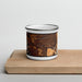 Front View Custom Granby Colorado Map Enamel Mug in Ember on Cutting Board