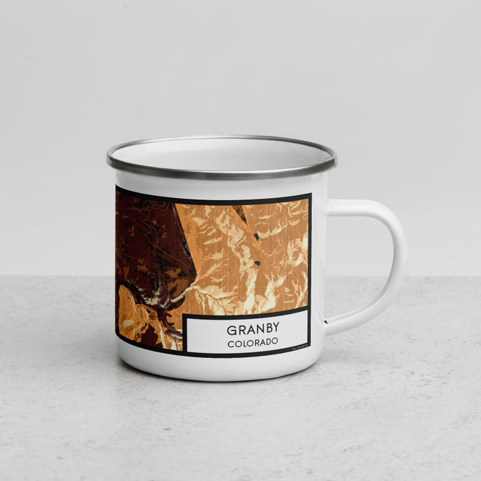 Right View Custom Granby Colorado Map Enamel Mug in Ember