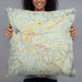Person holding 22x22 Custom Granby Colorado Map Throw Pillow in Woodblock