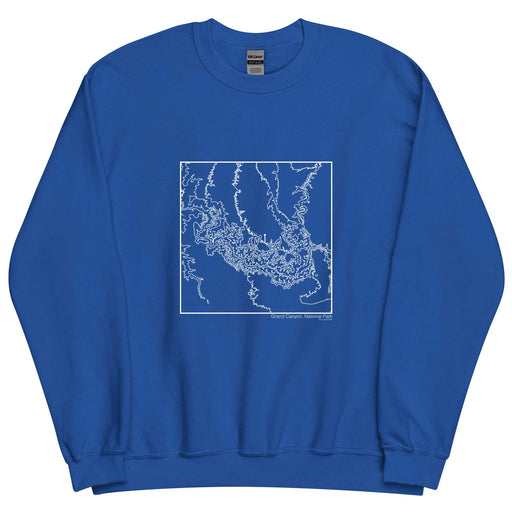 Grand Canyon National Park Topographic  Map Unisex Crewneck Sweater with City inscription in Royal Blue
