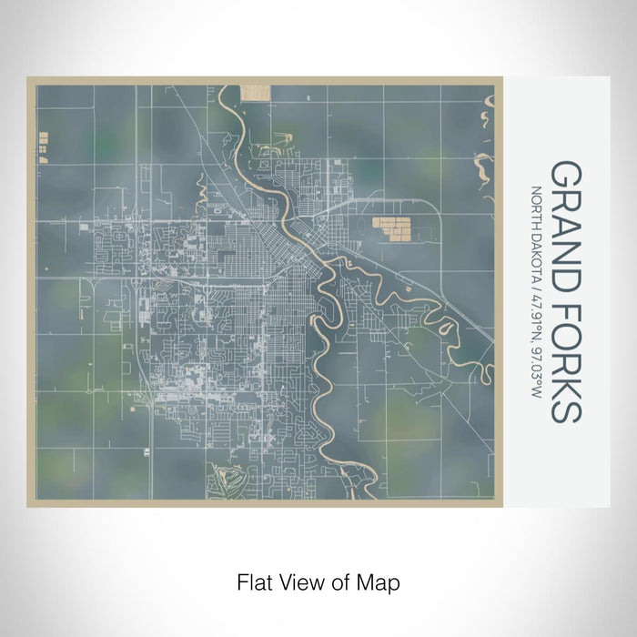 Rendered View of Grand Forks North Dakota Map on 20oz Stainless Steel Insulated Bottle with Bamboo Top with printed afternoon style map