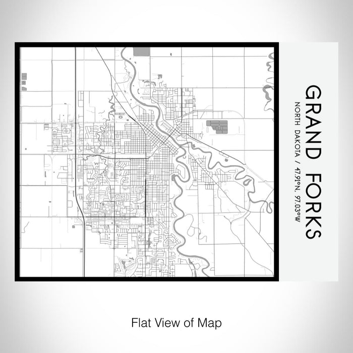 Rendered View of Grand Forks North Dakota Map on 20oz Stainless Steel Insulated Bottle with Bamboo Top with printed classic style map