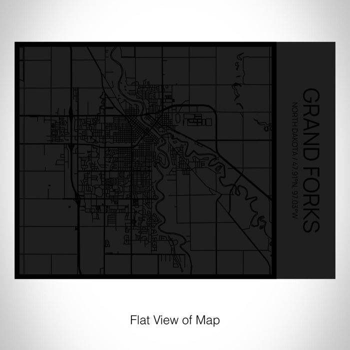 Rendered View of Grand Forks North Dakota Map on 20oz Stainless Steel Insulated Bottle with Bamboo Top in Matte Black with printed Tactile Lines Map in Black
