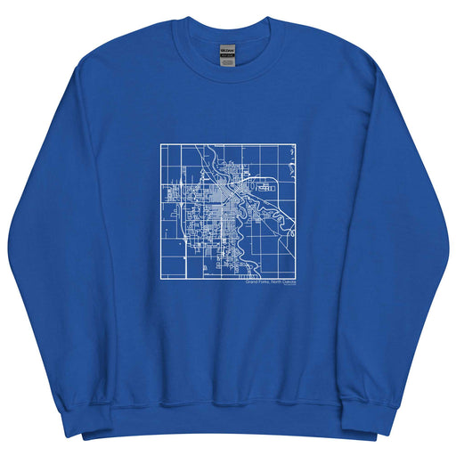 Grand Forks North Dakota  Map Unisex Crewneck Sweater with City inscription in Royal Blue