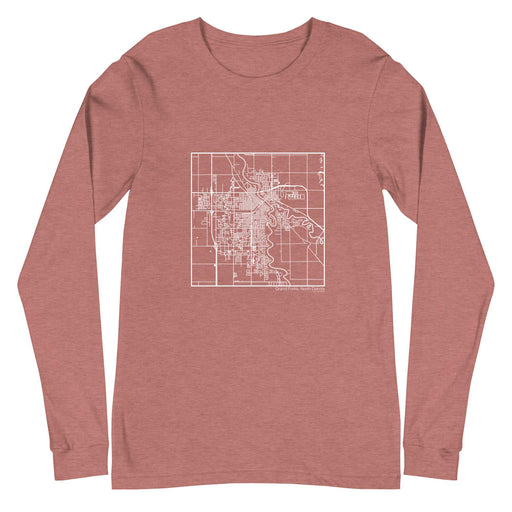 Grand Forks North Dakota  Map Unisex Long-Sleeve T-shirt with City inscription in Heather Mauve