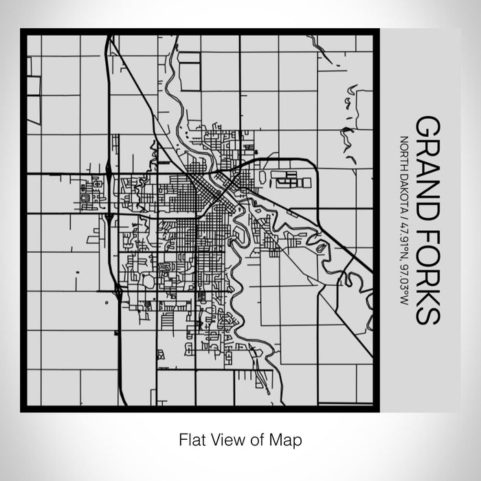 Rendered View of Grand Forks North Dakota Map on 17oz Stainless Steel Insulated Tumbler in Tactile Lines with Succulent in Background