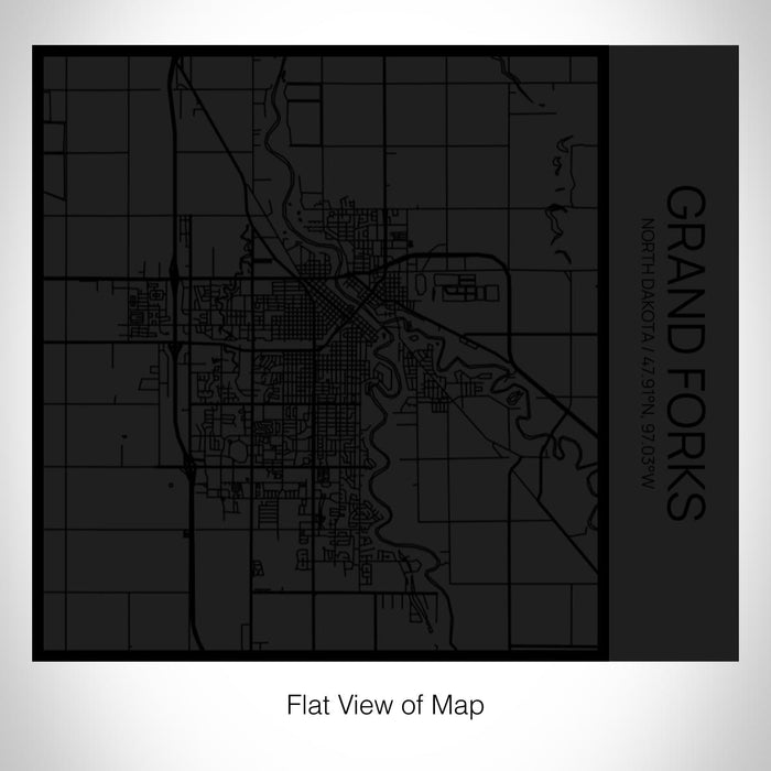 Rendered View of Grand Forks North Dakota Map on 17oz Stainless Steel Insulated Tumbler in Matte Black with Tactile Lines