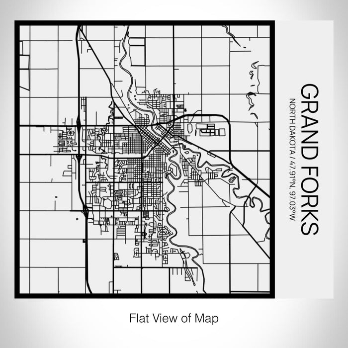 Rendered View of Grand Forks North Dakota Map on 17oz Stainless Steel Insulated Tumbler in Matte White with Tactile Lines