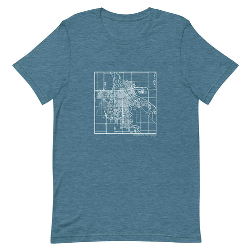Grand Forks North Dakota  Map Unisex T-Shirt with City inscription in Heather Teal
