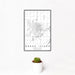 12x18 Grand Island Nebraska Map Print Portrait Orientation in Classic Style With Small Cactus Plant in White Planter
