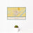 12x18 Grand Island Nebraska Map Print Landscape Orientation in Woodblock Style With Small Cactus Plant in White Planter
