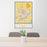 24x36 Grand Island Nebraska Map Print Portrait Orientation in Woodblock Style Behind 2 Chairs Table and Potted Plant