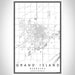 Grand Island Nebraska Map Print Portrait Orientation in Classic Style With Shaded Background