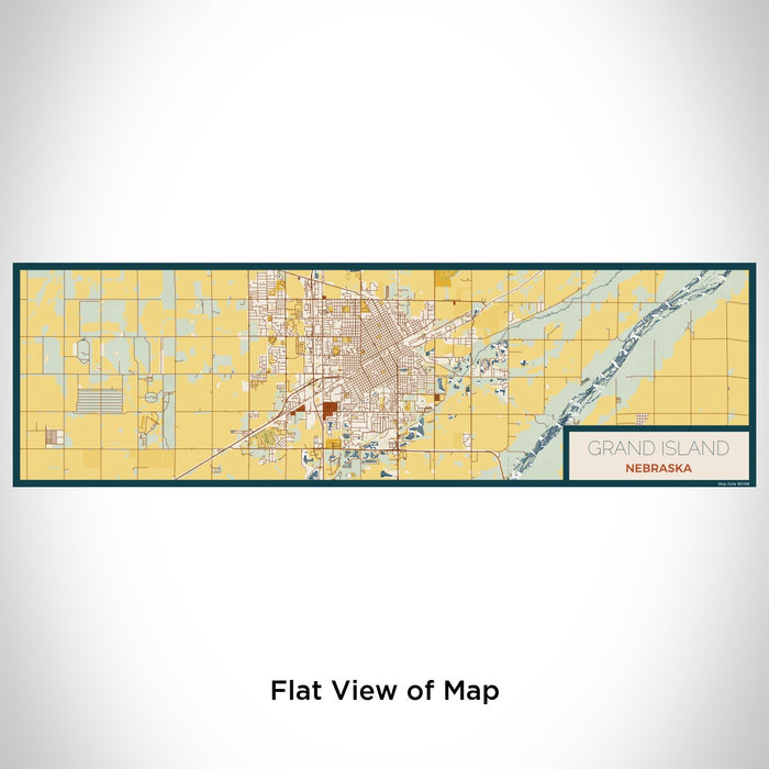 Flat View of Map Custom Grand Island Nebraska Map Enamel Mug in Woodblock