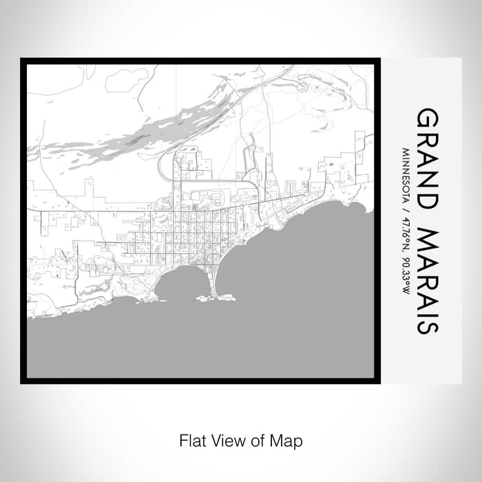 Rendered View of Grand Marais Minnesota Map on 20oz Stainless Steel Insulated Bottle with Bamboo Top with printed classic style map