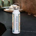 Grand Marais Minnesota Custom City Map Inscription Coordinates on 20oz Stainless Steel Insulated Bottle with Bamboo Top with printed woodblock style map
