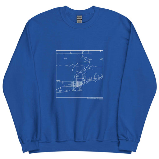 Grand Marais Minnesota  Map Unisex Crewneck Sweater with City inscription in Royal Blue
