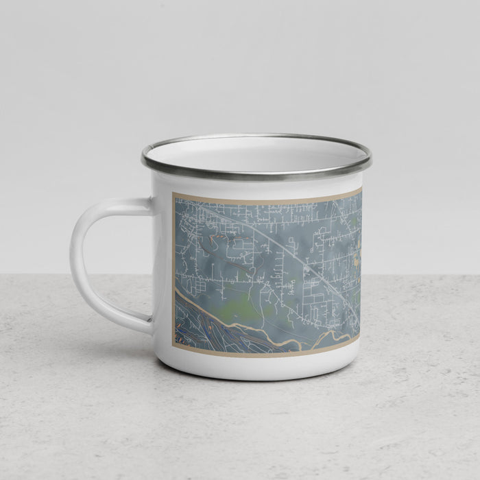 Left View Custom Grand Mound Washington Map Enamel Mug in Afternoon