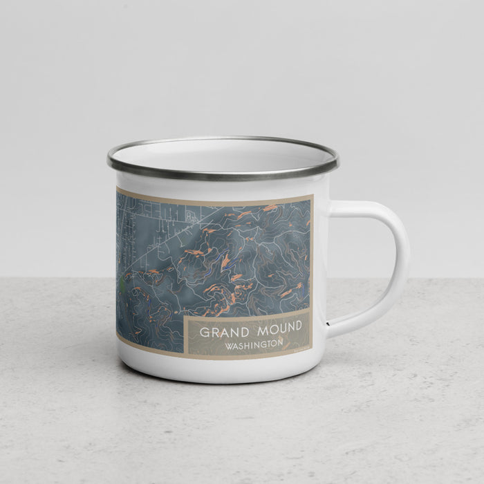 Right View Custom Grand Mound Washington Map Enamel Mug in Afternoon