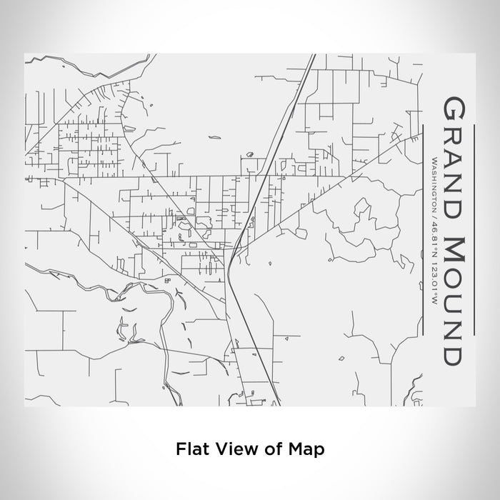 Rendered View of Grand Mound Washington Map Engraving on 20oz Stainless Steel Insulated Bottle with Bamboo Top in White