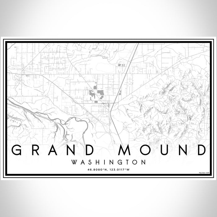 Grand Mound Washington Map Print Landscape Orientation in Classic Style With Shaded Background