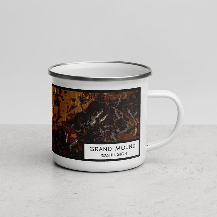 Right View Custom Grand Mound Washington Map Enamel Mug in Ember