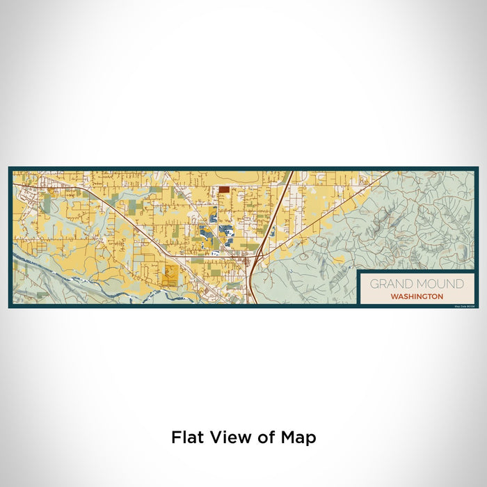 Flat View of Map Custom Grand Mound Washington Map Enamel Mug in Woodblock