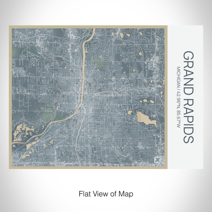 Rendered View of Grand Rapids Michigan Map on 20oz Stainless Steel Insulated Bottle with Bamboo Top with printed afternoon style map