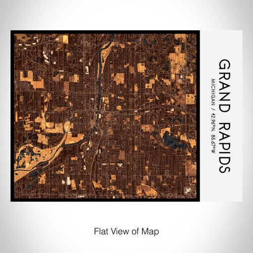 Rendered View of Grand Rapids Michigan Map on 20oz Stainless Steel Insulated Bottle with Bamboo Top with printed ember style map