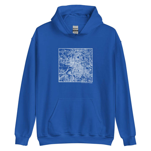 Grand Rapids Michigan  Map Unisex Hoodie Sweater with City inscription in Royal Blue