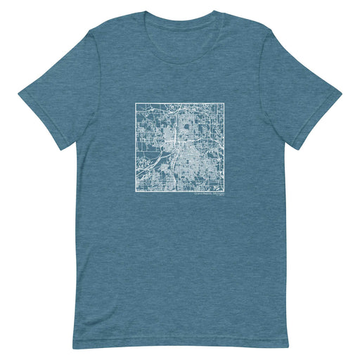 Grand Rapids Michigan  Map Unisex T-Shirt with City inscription in Heather Teal