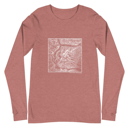 Grand Teton National Park Topographic  Map Unisex Long-Sleeve T-shirt with City inscription in Heather Mauve