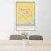 24x36 Grangeville Idaho Map Print Portrait Orientation in Woodblock Style Behind 2 Chairs Table and Potted Plant