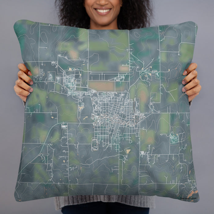 Person holding 22x22 Custom Grangeville Idaho Map Throw Pillow in Afternoon