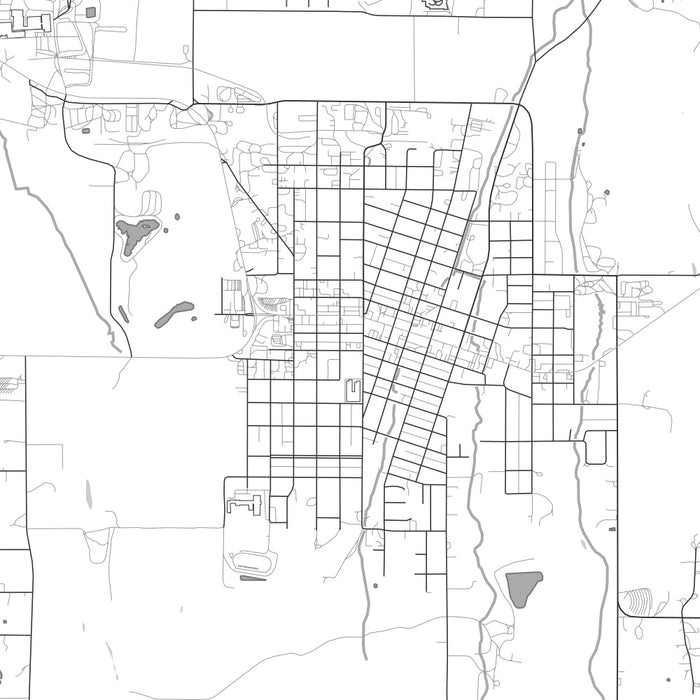 Grangeville Idaho Map Print in Classic Style Zoomed In Close Up Showing Details