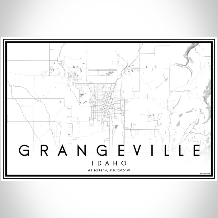 Grangeville Idaho Map Print Landscape Orientation in Classic Style With Shaded Background