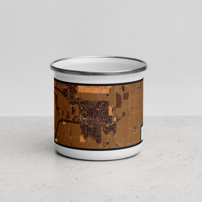 Front View Custom Grangeville Idaho Map Enamel Mug in Ember