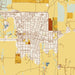 Grangeville Idaho Map Print in Woodblock Style Zoomed In Close Up Showing Details