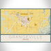 Grangeville Idaho Map Print Landscape Orientation in Woodblock Style With Shaded Background