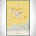 Grangeville Idaho Map Print Portrait Orientation in Woodblock Style With Shaded Background