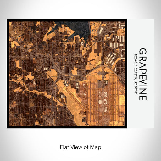 Rendered View of Grapevine Texas Map on 20oz Stainless Steel Insulated Bottle with Bamboo Top with printed ember style map