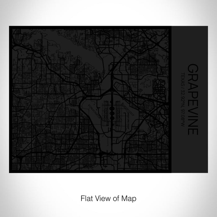 Rendered View of Grapevine Texas Map on 20oz Stainless Steel Insulated Bottle with Bamboo Top in Matte Black with printed Tactile Lines Map in Black