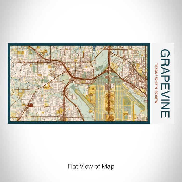 Rendered View of Grapevine Texas Map on 17oz Stainless Steel Insulated Bottle with printed woodblock style map