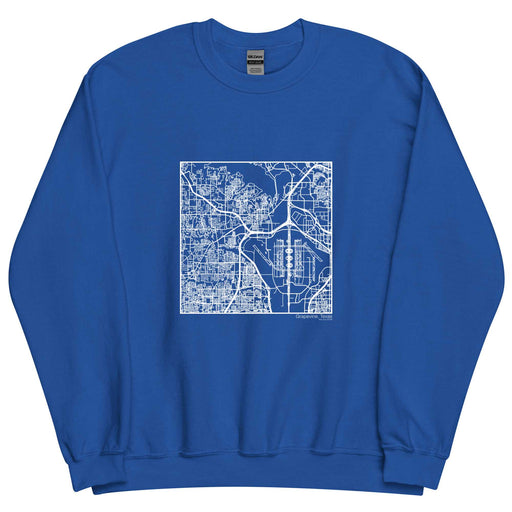 Grapevine Texas  Map Unisex Crewneck Sweater with City inscription in Royal Blue