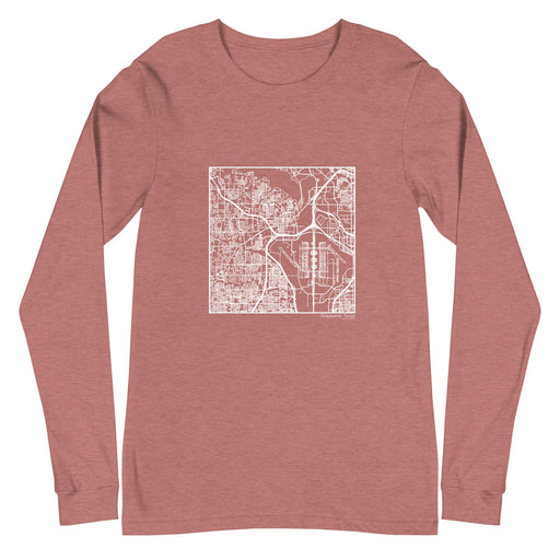 Grapevine Texas  Map Unisex Long-Sleeve T-shirt with City inscription in Heather Mauve