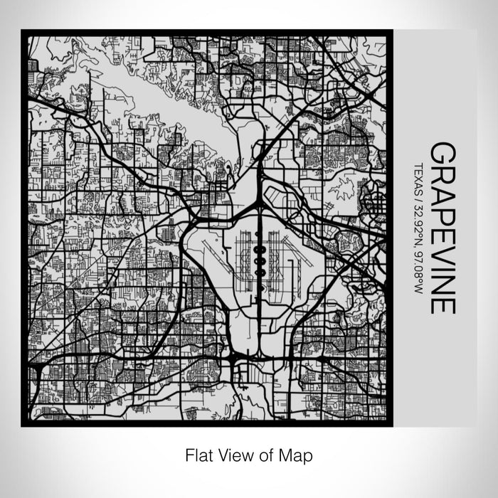 Rendered View of Grapevine Texas Map on 17oz Stainless Steel Insulated Tumbler in Tactile Lines with Succulent in Background